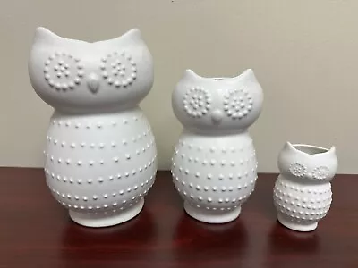 Owl Ceramic Planters Set Of 3 White Vintage • $34.97
