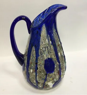 Murano Italy Art Glass Multicolor Pitcher Gold/silver Foil LABEL MADE IN ITALY • $35