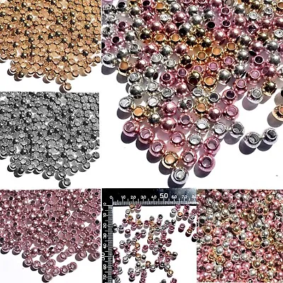 100x Large Hole 6mm Metallic Acrylic Spacer Beads For Jewellery Making • £3.39