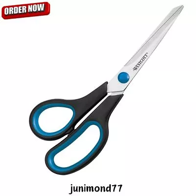 Westcott 8 Inch Easy Grip Left Handed Soft Grip Scissor-Black/Blue Fast Delivery • £5.90