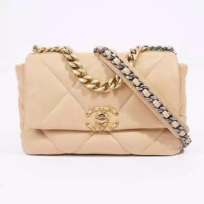 Chanel 19 Bag Nude Lambskin Leather Small Bags Leather Nude • £4260