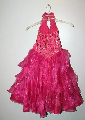 Glitz Girls Elegant Fancy Ruffled Pink Pageant Dress Gown Strappy  Unknown Size  • $91.55