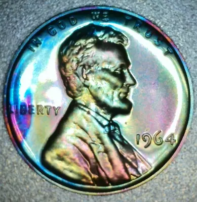 1964 Rainbow Toned Lincoln Cents Proof 571 Wow! • $8