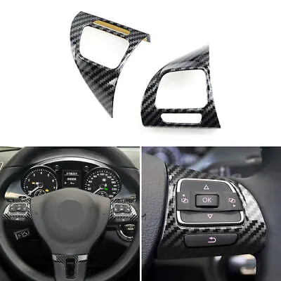 ABS Carbon Fiber Steering Wheel Button Trim Cover For VW Golf 6 Passat B7 Tiguan • $8.54