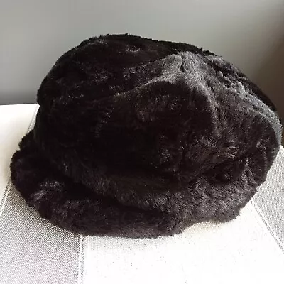 M&S Per Una Black Faux Fur Hat One Size Womens Marks & Spencer Preloved Cosy Hat • £8.90