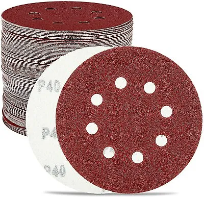 $15.90 • Buy HYCHIKA 100-piece Sanding Discs Set 5 Inch 8 Holes Hook For Orbital Sander