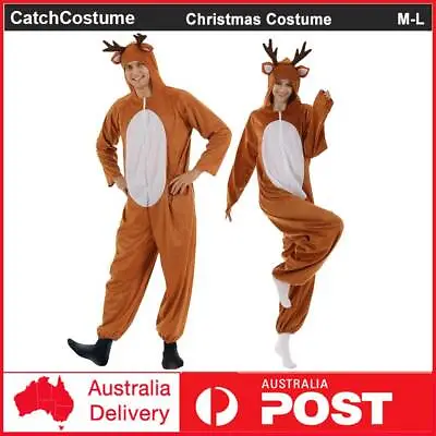 Halloween Elk Reindeer Sleepwear Adult Plush One Piece Pajamas Cosplay Costume • $33.27