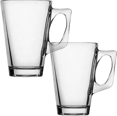 Set Of 2 Latte Glasses Tea Coffee Cappuccino Glass Cups Hot Drink Mugs - 240ml • £6.95