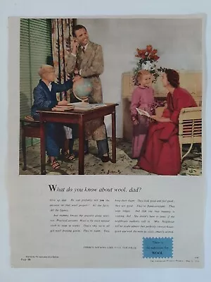 Vintage Australian Advertising 1954 Ad WOOL Family Clothing Art     • $14.95