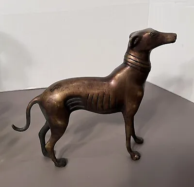 Vintage Bronze Greyhound Whippet Dog Sculpture Statue Art Deco Style 10.5” X 7” • $99.95