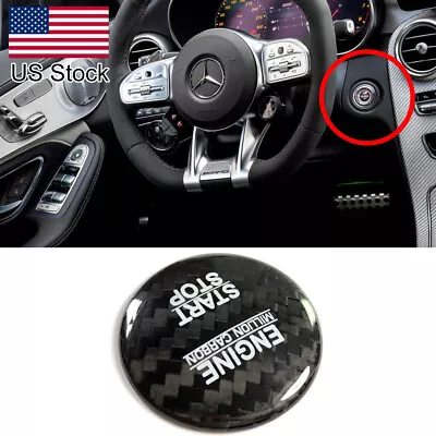 Real Carbon Fiber 5D Cover Engine Start/Stop Push Button Cap For Mercedes A B Et • $12.99