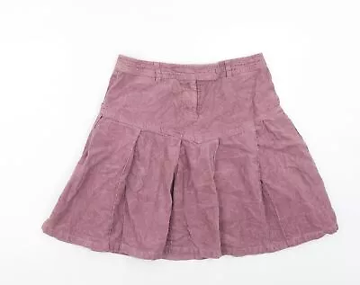 H&M Womens Pink Cotton Pleated Skirt Size 10 Zip • £4.75