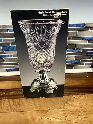 Vtg Shannon Crystal Silver Base Godinger Nicole Electric Hurricane Lamp #42781 • $35