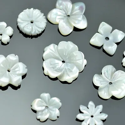 £6.29 • Buy 6x Pale Cream White Mother Of Pearl Shell Carved Flower Beads Jewellery Making 