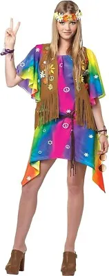 60’s 70’s Outfits Groovy Hippie Girl Teen Halloween Costume For Women Jr 3-5 • $25