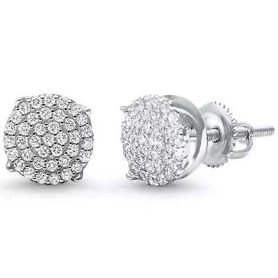 4mm Unisex Round Micro Pave Hip Hop Cz .925 Sterling Silver Stud Earrings   • $14.33