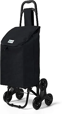 £27.99 • Buy VOUNOT 6 Wheels Aluminium Shopping Trolley Folding Stair Climbing Cart 32L Black