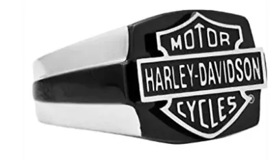 Harley-Davidson Men's Black Steel Bar & Shield Men's Ring - HSR0017 Size 12 • $34.75