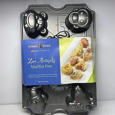 Nordic Ware Zoo Friends Animals Mini Cake Muffin Pan Mold Cast Aluminium 3 Cups • $14.53