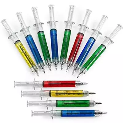 Syringe Pens - 12 Pack Multi-Color Syringe Pen - Writes In Blue Or Black Ink For • $17.99