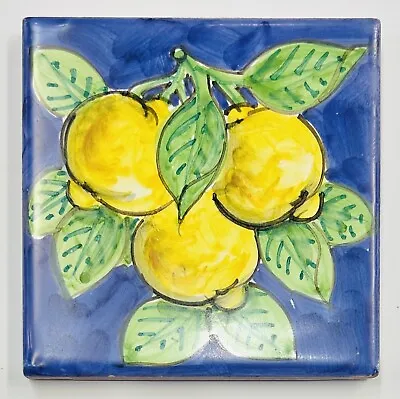 Vietri Pottery - 4’’x4’’ Lemon Tile Made By Hand In Italy • $19.99