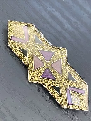 Vintage Estate Pin Brooch Art Deco Cloisonné Style Maltese Cross Bar ￼ 3” • $16.50