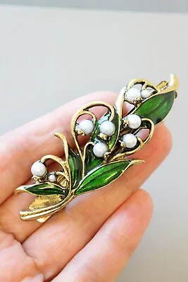 Gold Green Barrette Clip Flower Hair Clip Lily Barrette Clip Pin Hair Clip Gift • £4.99