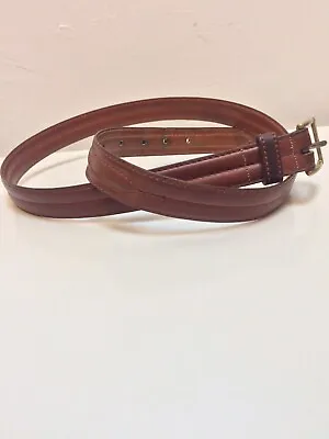 $55 • Buy Yves Saint Laurent Vintage 90s Leather Belt Pleated Tan Size 36