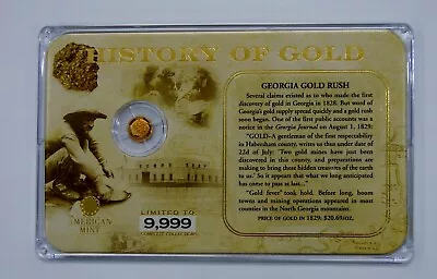 History Of Gold 1/2 Gram 14k Miniature Gold Coin - Georgia Gold Rush - W/ Case  • $10.50