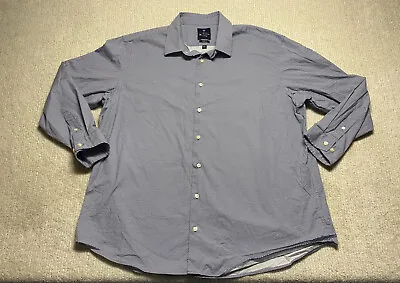 BEN SHERMAN Mens Shirt XXL Blue Long Sleeve Polka Dot Button Long Sleeve Stretch • $18.40