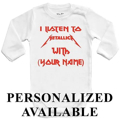 PERSONALIZED Baby Bodysuit I LISTEN To METALLICA With Kids One Jersey Attire • £12