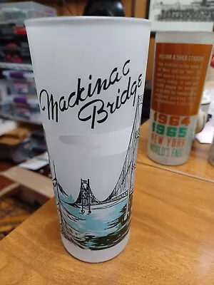 Frosted Tumbler Tea Glass Mackinac Bridge Michigan • $9.90