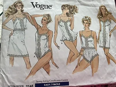 New Uncut Vintage 1980's Vogue Lace Trimmed Lingerie Sewing Pattern • £7.99