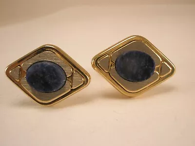 Blue Lapis Lazuli Vintage Cufflinks Quality Plain • $32.49