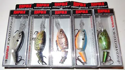 $32.50 • Buy Lot Of 5 New Different Rapala Jointed Shad Rap JSR-5 Crankbait Fishing Lures #1