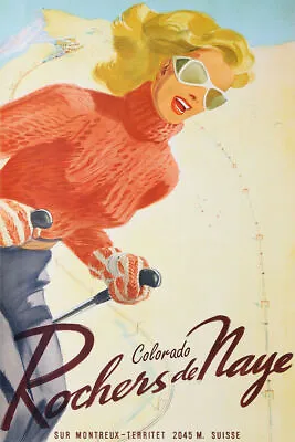 362053 Ski Skiing Colorado Sport Lady America Usa Vintage Art Poster • $29.95