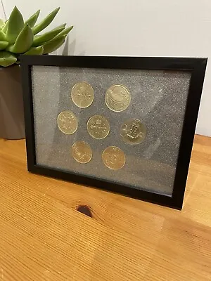 COIN DISPLAY FRAME Circular  2 Pounds COINS (7 Slots) Holders Old Style Full Set • £12.95