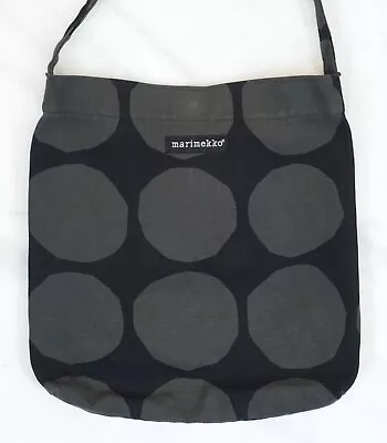 Marimekko Black & Brown Cotton Shoulder Tote Bag With Front Logo And Strap • $35