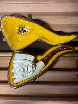 Massive NOS Vintage Carved Figural Meerschaum Pipe Marked CAO Made In Turkey • $185.99