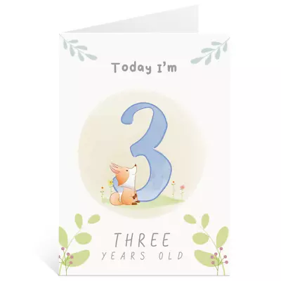 3rd Birthday 5 Greetings Card Sweet Animals Girls 3 Years Old • £2.49