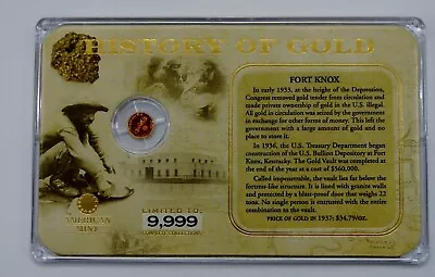 History Of Gold 1/2 Gram 14k Miniature Gold Coin - Fort Knox - W/ Case  • $9.95