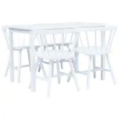 $755.99 • Buy 5 Piece Dining Set Solid Rubber Wood White VidaXL