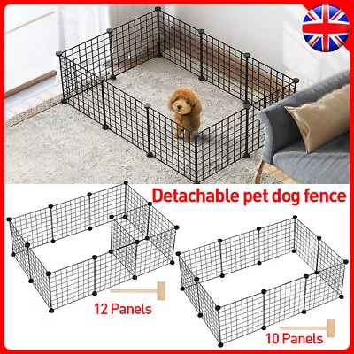 12/10 Panels Pet Dog Play Pen Puppy Rabbit Playpen DIY Detachable Cage Fence UK • £15.59