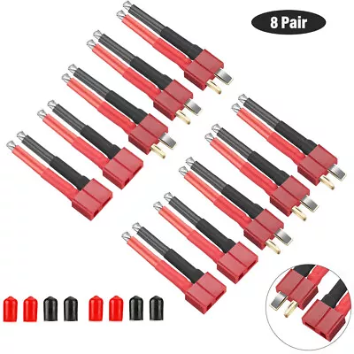 8x Ultra T-Plug Connectors Deans Style 12AWG Silicone Wire For RC LiPo Battery • $14.52