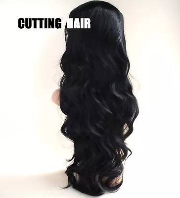 VOLUME Layers Off Black 3/4 Wig XTRA Long Curly Half Wig 058-1B • £21.99