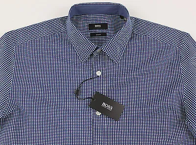 Men's HUGO BOSS Blue White Circles Shirt XL Extra Large NWT NEW Slim Fit ROBBIE • $54.32