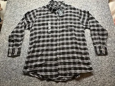Boca Classics Flannel Shirt Mens Size Large Black & White Plaid Long Sleeve BNWT • $11.96