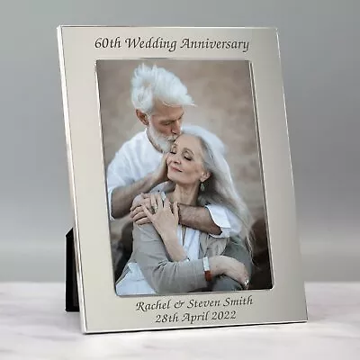 £12.99 • Buy Personalised Silver 5x7 60th Wedding Anniversary Photo Frame Wedding Anniversary