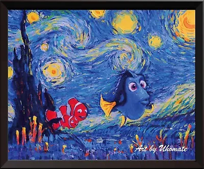 Uhomate Dory Finding Nemo Van Gogh Starry Night Canvas Nusery Wall Decor A006 • $16.99