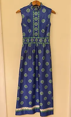 Emilio Borghese Roma Vtg Mod Dress 1960’s 1970’s Blue Green Floral Flower Italy • $57.50